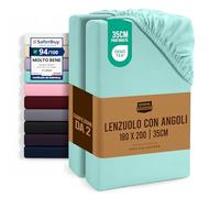 Utopia Bedding Set di 2 Lenzuolo con Angoli Due Piazze Matrimoniale - 180x200cm - Blu Spa - Microfibra Spazzolata - Lenzuolo Sotto con Angoli Elasticizzato