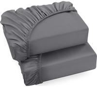 Utopia Bedding Set di 2 Lenzuolo con Angoli Due Piazze Matrimoniale - 180x200cm - Grigio - Microfibra Spazzolata - Lenzuolo Sotto con Angoli Elasticizzato