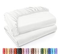 Utopia Bedding Set di 2 Lenzuolo con Angoli Due Piazze Matrimoniale - King - Bianco - Microfibra Spazzolata - Lenzuolo sotto con Angoli Elasticizzato
