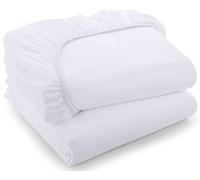 Utopia Bedding Set di 2 Lenzuolo con Angoli Due Piazze Matrimoniale - Queen - Bianco - Microfibra Spazzolata - Lenzuolo sotto con Angoli Elasticizzato