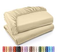 Utopia Bedding Set di 2 Lenzuolo con Angoli Due Piazze Matrimoniale - Twin XL - Beige - Microfibra Spazzolata - Lenzuolo sotto con Angoli Elasticizzato