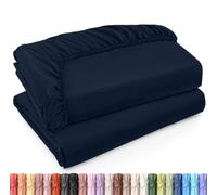 Utopia Bedding Set di 2 Lenzuolo con Angoli Due Piazze Matrimoniale - Twin XL - Blu Navy - Microfibra Spazzolata - Lenzuolo sotto con Angoli Elasticizzato