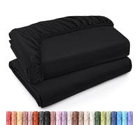 Utopia Bedding Set di 2 Lenzuolo con Angoli Due Piazze Matrimoniale - Twin XL - Nero - Microfibra Spazzolata - Lenzuolo sotto con Angoli Elasticizzato