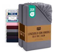 Utopia Bedding Set di 2 Lenzuolo con Angoli Una Piazza e Mezza Francese - 135x190cm - Grigio - Microfibra Spazzolata - Lenzuolo Sotto con Angoli Elasticizzato