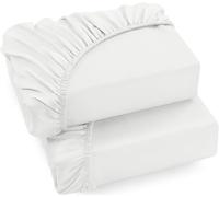 Utopia Bedding Set di 2 Lenzuolo con Angoli Una Piazza e Mezza Francese - 140x200cm - Bianco - Microfibra Spazzolata - Lenzuolo Sotto con Angoli Elasticizzato