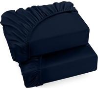 Utopia Bedding Set di 2 Lenzuolo con Angoli Una Piazza e Mezza Francese - 90x200cm - Blu Navy - Microfibra Spazzolata - Lenzuolo Sotto con Angoli Elasticizzato