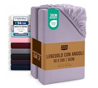 Utopia Bedding Set di 2 Lenzuolo con Angoli Una Piazza e Mezza Francese - 90x200cm - Lavenda - Microfibra Spazzolata - Lenzuolo Sotto con Angoli Elasticizzato