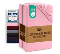 Utopia Bedding Set di 2 Lenzuolo con Angoli Una Piazza e Mezza Francese - 90x200cm - Rosa - Microfibra Spazzolata - Lenzuolo Sotto con Angoli Elasticizzato