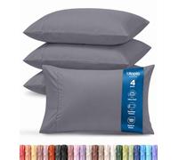 Utopia Bedding Set di 4 federe per cuscini, con chiusura a patta, in microfibra spazzolata, resistenti al restringimento e allo sbiadimento, 51 x 91,5 cm (letto king size, grigio)