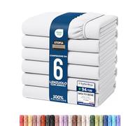 Utopia Bedding Set di 6 Lenzuolo con Angoli - 160x200cm - Bianco