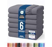 Utopia Bedding Set di 6 Lenzuolo con Angoli - 90x200cm - Grigio