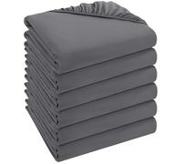 Utopia Bedding Set di 6 Lenzuolo con Angoli Una Piazza e Mezza Francese - 140x200cm - Grigio - Microfibra Spazzolata - Lenzuolo Sotto con Angoli Elasticizzato