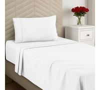 Utopia Bedding Set di lenzuola doppie in microfibra spazzolata, morbide lenzuola per letto singolo con angoli, 1 lenzuolo piatto e 1 federa, con tasca profonda (bianco)