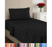 Utopia Bedding Set di lenzuola doppie in microfibra spazzolata, morbide lenzuola per letto singolo con angoli, 1 lenzuolo piatto e 1 federa, tasca profonda (nero)