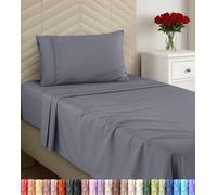 Utopia Bedding Set di lenzuola doppie in microfibra spazzolata, morbide lenzuola per letto singolo, lussuose lenzuola con lenzuolo con angoli, lenzuolo piatto e 1 federa, con tasca profonda (grigio)