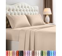 Utopia Bedding Set di lenzuola per letto California king, in microfibra spazzolata, non si restringe e non sbiadisce, facile da pulire (California king, beige)