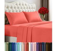 Utopia Bedding Set di lenzuola per letto king size, 4 pezzi, in microfibra spazzolata, resistente al restringimento e allo scolorimento, facile da pulire (king, corallo)
