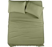 Utopia Bedding Set di lenzuola per letto matrimoniale, 4 pezzi, in microfibra spazzolata, resistente al restringimento e allo sbiadimento, facile da pulire (pieno, oliva)