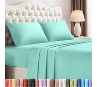 Utopia Bedding Set di lenzuola per letto matrimoniale, 4 pezzi, in microfibra spazzolata, resistente al restringimento e allo sbiadimento, facile da pulire (completo, blu spa)