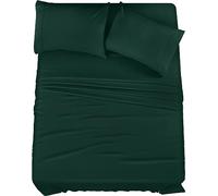 Utopia Bedding Set di lenzuola per letto matrimoniale, 4 pezzi, in microfibra spazzolata, resistente al restringimento e allo sbiadimento, facile da pulire (pieno, smeraldo)