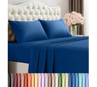 Utopia Bedding, set di lenzuola per letto matrimoniale, 4 pezzi, in microfibra spazzolata, resistente al restringimento e allo scolorimento, facile da pulire (matrimoniale, blu crepuscolo)