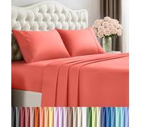 Utopia Bedding, set di lenzuola per letto matrimoniale, 4 pezzi, in microfibra spazzolata, resistenti al restringimento e allo scolorimento, facili da pulire (corallo)