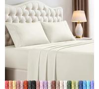 Utopia Bedding, set di lenzuola per letto matrimoniale, 4 pezzi, in microfibra spazzolata, resistenti al restringimento e allo scolorimento, facili da pulire (avorio)
