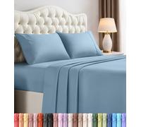 Utopia Bedding, set di lenzuola per letto matrimoniale, 4 pezzi, in microfibra spazzolata, resistenti al restringimento e allo scolorimento, facile manutenzione (blu olandese)