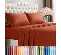 Utopia Bedding Set di lenzuola per letto matrimoniale Cal King Size, in microfibra morbida e traspirante, include 1 lenzuolo con angoli, 1 lenzuolo piano e 2 federe (arancione)