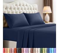 Utopia Bedding, set di lenzuola per letto matrimoniale California king size, 4 pezzi, in microfibra spazzolata, resistenti al restringimento e allo scolorimento, facile manutenzione (blu navy)