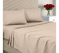 Utopia Bedding Set di lenzuola per letto matrimoniale, in microfibra spazzolata, morbide, per letto matrimoniale, include 1 lenzuolo con angoli, 1 piatto e 2 federe, con tasca profonda (beige)