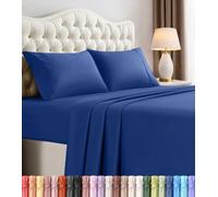 Utopia Bedding, set di lenzuola per letto matrimoniale king size, 4 pezzi, in microfibra spazzolata, resistenti al restringimento e allo scolorimento, facili da pulire (blu reale)