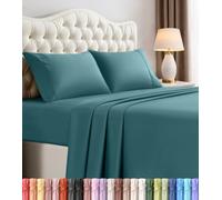 Utopia Bedding, set di lenzuola per letto matrimoniale king size, 4 pezzi, in microfibra spazzolata, resistenti al restringimento e allo scolorimento, facili da pulire (blu denim)