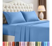 Utopia Bedding, set di lenzuola per letto matrimoniale king size, 4 pezzi, in microfibra spazzolata, resistenti al restringimento e allo scolorimento, facile manutenzione (blu olandese)