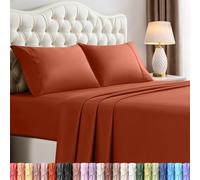 Utopia Bedding - Set di lenzuola per letto matrimoniale queen size, 4 pezzi, in microfibra spazzolata, resistenti al restringimento e allo scolorimento, facile manutenzione (arancione terracotta)