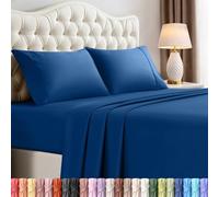 Utopia Bedding - Set di lenzuola per letto matrimoniale queen size, 4 pezzi, in microfibra spazzolata, resistenti al restringimento e allo scolorimento, facile manutenzione (blu crepuscolo)