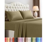 Utopia Bedding, set di lenzuola per letto matrimoniale queen size, 4 pezzi, in microfibra spazzolata, resistenti al restringimento e allo scolorimento, facile manutenzione (verde oliva)