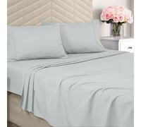Utopia Bedding Set di lenzuola per letto queen size, in microfibra spazzolata, morbide, include 1 lenzuolo con angoli, 1 piatto e 2 federe, con tasca profonda (grigio chiaro)