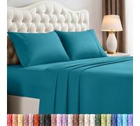 Utopia Bedding Set di lenzuola per letto queen size, in microfibra spazzolata, resistente al restringimento e allo sbiadimento, facile da pulire (queen size, blu denim), 4 pezzi