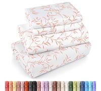 Utopia Bedding - Set di lenzuola per letto queen size, in morbida microfibra spazzolata, 4 pezzi, con tasca profonda 38,1 cm, facile da pulire, motivo vite, corallo
