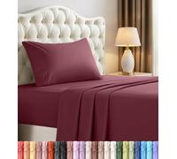 Utopia Bedding, set di lenzuola per letto singolo, 3 pezzi, in microfibra spazzolata, resistenti al restringimento e allo scolorimento, facile manutenzione (bordeaux)
