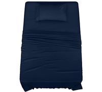 Utopia Bedding Set di lenzuola per letto singolo, in microfibra spazzolata, non si restringe e non sbiadisce, facile da pulire (matrimoniale, blu navy)