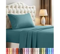 Utopia Bedding Set di lenzuola per letto singolo, in microfibra spazzolata, resistente al restringimento e allo sbiadimento, facile da pulire (matrimoniale, blu denim), 3 pezzi