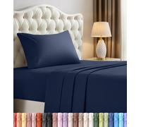 Utopia Bedding Set di lenzuola per letto singolo, in microfibra spazzolata, resistente al restringimento e allo sbiadimento, facile da pulire (matrimoniale, blu navy)
