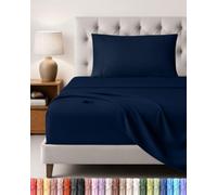 Utopia Bedding Set Lenzuola Letto 3 Pezzi, 90x190cm, Blu Navy