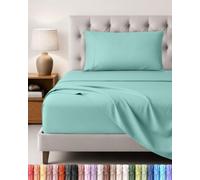 Utopia Bedding Set Lenzuola Letto 3 Pezzi, 90x190cm, Blu Spa | Lenzuolo con Angoli, Lenzuolo Piatto e 1 Federa 50x75 - Singolo - Oeko-Tex Certificato - Poliestre di Microfibra