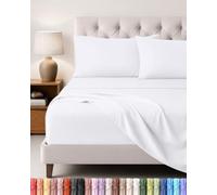 Utopia Bedding Set Lenzuola Letto 4 Pezzi, 120x190cm, Bianca | Lenzuolo con Angoli, Lenzuolo Piatto e 2 Federe 50x75 - Una Piazza e Mezza - Oeko-Tex Certificato - Poliestre di Microfibra