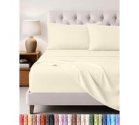 Utopia Bedding Set Lenzuola Letto 4 Pezzi, 135x190cm, Avorio | Lenzuolo con Angoli, Lenzuolo Piatto e 2 Federe 50x75 - Una Piazza e Mezza - Oeko-Tex Certificato - Poliestre di Microfibra