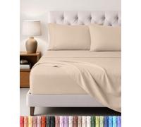 Utopia Bedding Set Lenzuola Letto 4 Pezzi, 135x190cm, Beige | Lenzuolo con Angoli, Lenzuolo Piatto e 2 Federe 50x75 - Una Piazza e Mezza - Oeko-Tex Certificato - Poliestre di Microfibra