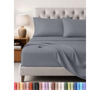 Utopia Bedding Set Lenzuola Letto 4 Pezzi, 135x190cm, Grigio | Lenzuolo con Angoli, Lenzuolo Piatto e 2 Federe 50x75 - Una Piazza e Mezza - Oeko-Tex Certificato - Poliestre di Microfibra